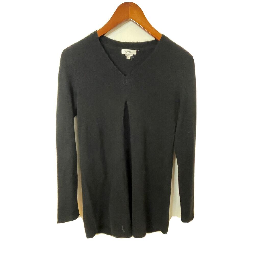 Tyler Boe Cashmere V-Neck Sweater Pullover Black Women Size XS